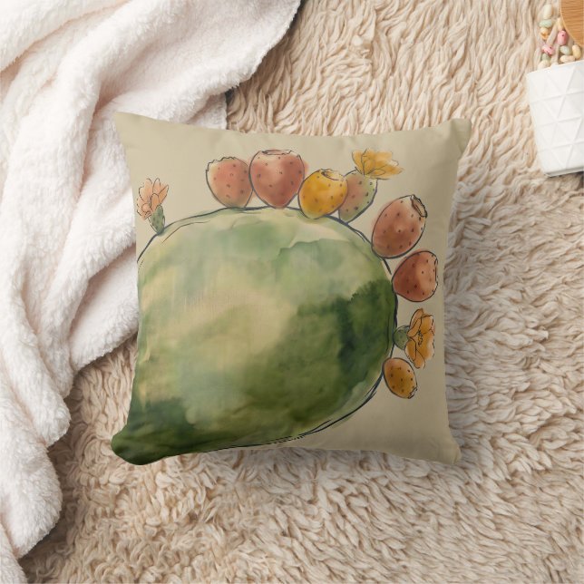 Boho-Wasserfarbe Kaktusfeigenfrucht  Kissen (Decke)
