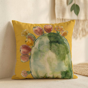 Boho-Wasserfarbe Kaktusfeigenfrucht  Kissen