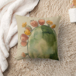 Boho-Wasserfarbe Kaktusfeigenfrucht Kissen