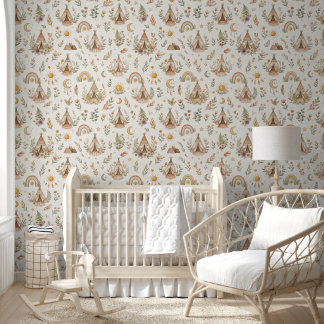 Boho-Wasserfarbe-Kinderzimmer-Tapete - Pastell-Reg Tapete