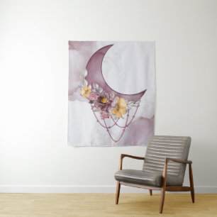 Boho-Wasserfarbe-Mond-Traumfänger-Tapete Wandteppich