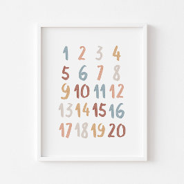 Boho Wasserfarbe Numbers Poster