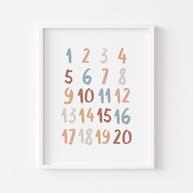 Boho Wasserfarbe Numbers Poster (Von Creator hochgeladen)