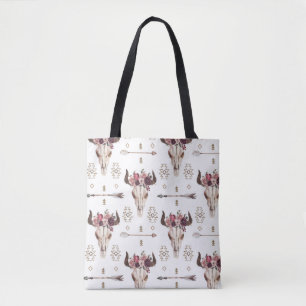 Boho Wasserfarbe: Pfeile, Schädelmuster.