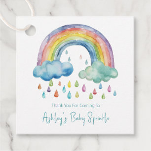 Boho-Wasserfarbe-Regenbogen-Baby-Sprinkle Geschenkanhänger