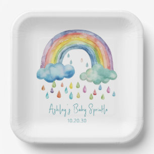 Boho-Wasserfarbe-Regenbogen-Baby-Streusel Pappteller