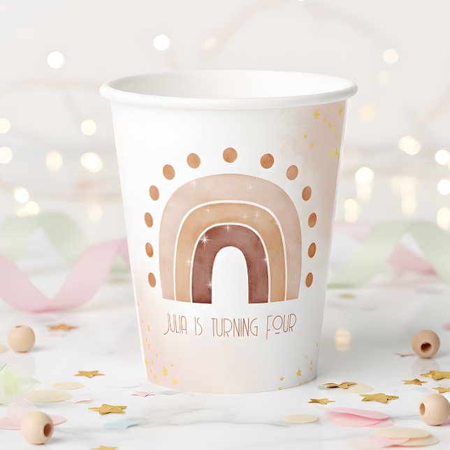 Boho Wasserfarbe Regenbogen Birthday Pappbecher (Von Creator hochgeladen)