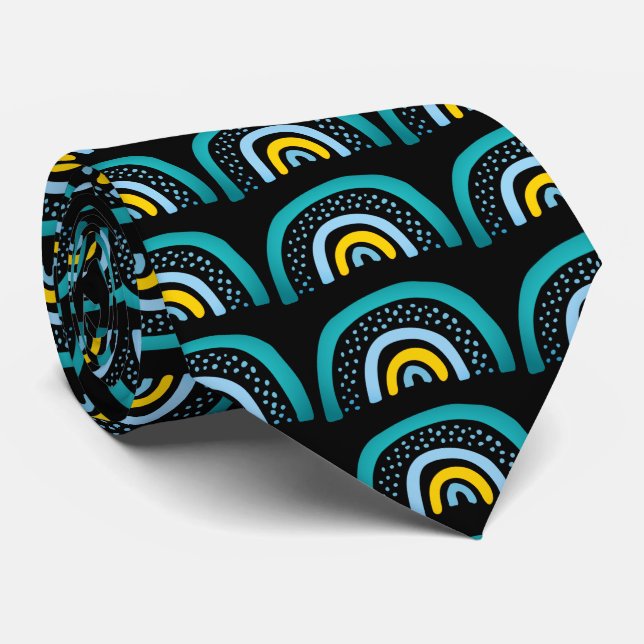 Boho-Wasserfarbe-Regenbogenmuster Krawatte (Gerollt)
