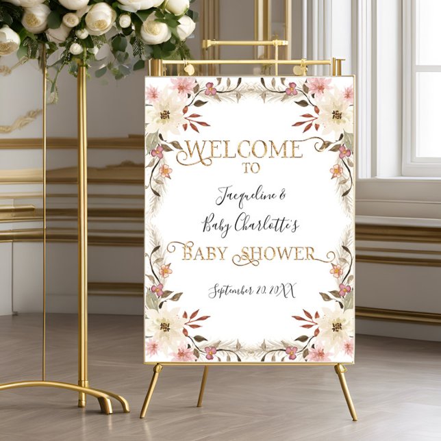 BOHO Wasserfarbe Rosa Blütenpinsel Blütenmädchen K Poster (Von Creator hochgeladen)