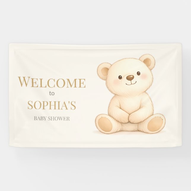 Boho-Wasserfarbe-Teddybär-Neutral Banner (Horizontal)