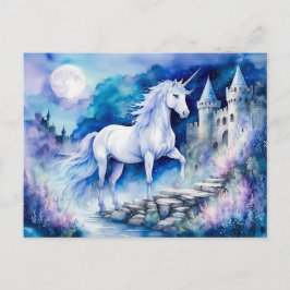 Boho Wasserfarbe verzaubert Weißes Einhorn in der  Postkarte