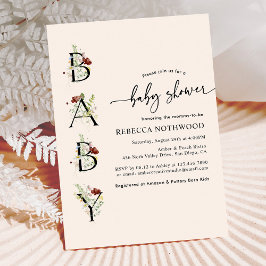 Boho Wasserfarbe Wildblume Blush Pink Babydusche Einladung