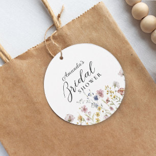 Boho-Wasserfarbe-Wildblumen-Blumen-Braut-Party Geschenkanhänger