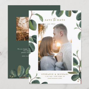 Boho-Wasserfarben-Blatt Botanisches Weiß-Foto Save The Date