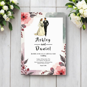 Boho-Wasserfarben-Blumen-Braut-und-Br%C3%A4utigam- Einladung