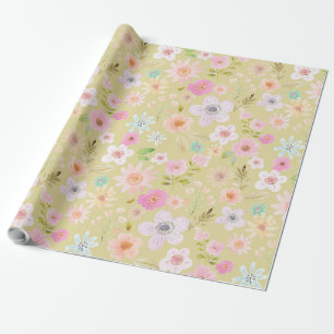Boho-Wasserfarben-Blumen-Geschenkpapier Geschenkpapier