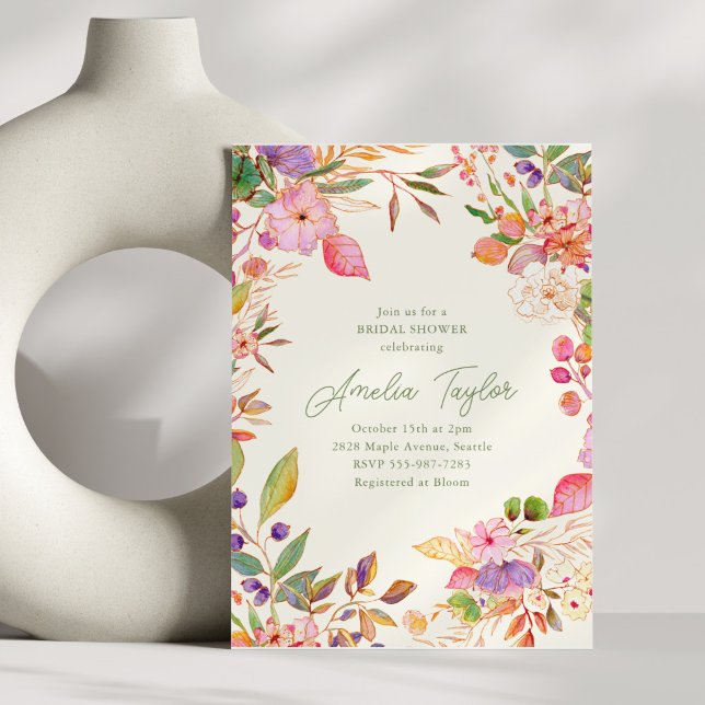 Boho-Wasserfarben-Blumen-Hochzeitsdusche Einladung (Von Creator hochgeladen)
