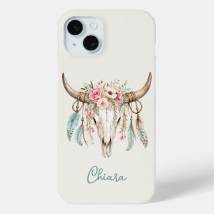 Boho-Wasserfarben-Blumen-Kuh-Schädel Case-Mate iPhone Hülle