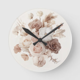 Boho-Wasserfarben-Blumenarmbanduhr – Elegant und z Runde Wanduhr
