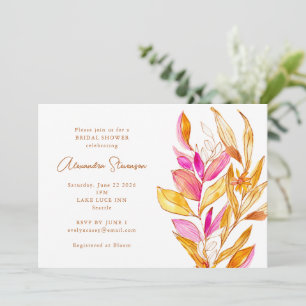 Boho-Wasserfarben-Botanik-Rosa-Goldene-Hochzeitsdu Einladung