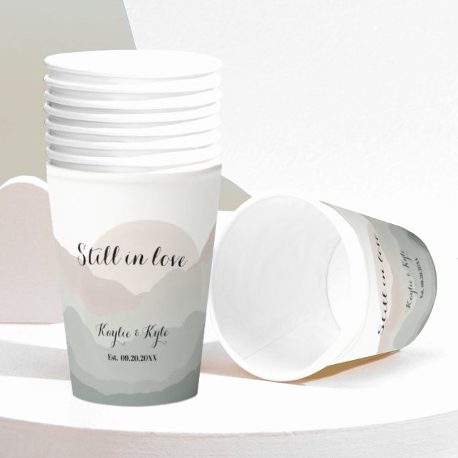 Boho-Wasserfarben-Gebirgsjubiläumsskript Pappbecher (Von Creator hochgeladen)