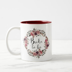 Boho-Wasserfarben-Herbst-Blumenkranz Braut wird es Zweifarbige Tasse