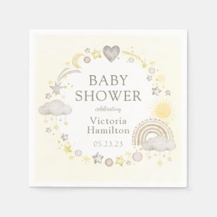 Boho-Wasserfarben-Regenbogen-Baby-Party Serviette