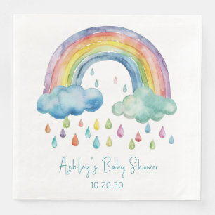 Boho-Wasserfarben-Regenbogen-Baby-Party Serviette