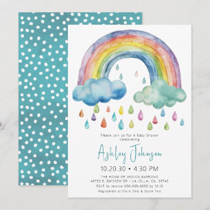 Boho-Wasserfarben-Regenbogen-Baby-Shower-Einladung Einladung