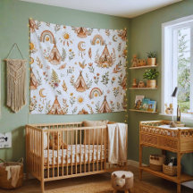 Boho-Wasserfarben-Regenbogen-Kinderzimmer-Wandtepp