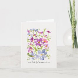 Boho-Wasserfarben-Rosakarte mit Wildblumen-Motiv Karte