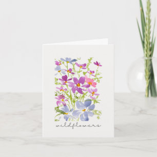 Boho-Wasserfarben-Rosakarte mit Wildblumen-Motiv Karte