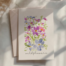 Boho-Wasserfarben-Rosakarten mit Wildblumen-Motiv Karte