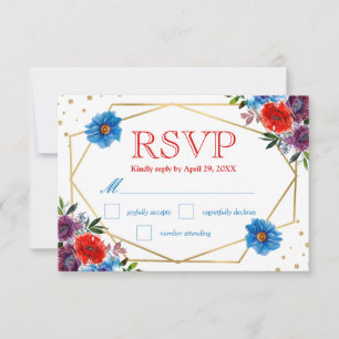 Boho-Wasserfarben-Sommerblumen-Hochzeit-RSVP-Karte RSVP Karte