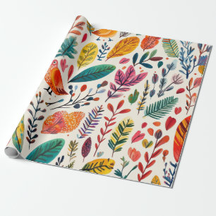 Boho-Wasserfarben-Vögel – Künstlerische Naturinspi Geschenkpapier