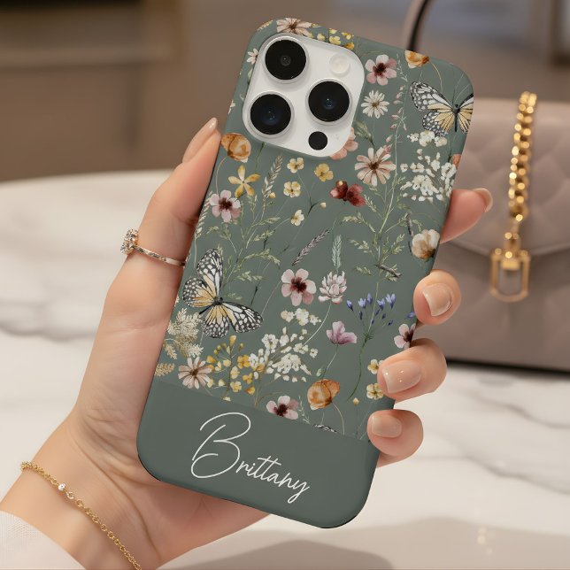 Boho-Wasserfarben-Wildblumen-Muster  iPhone Hülle (Von Creator hochgeladen)