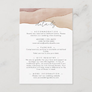 Boho Watercolor Abstrakt Angaben zur Hochzeit Begleitkarte