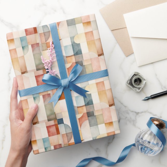 Boho Watercolor Abstrakt Art Geschenkpapier (Schenken)