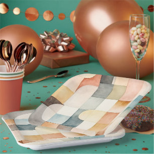 Boho Watercolor Abstrakt Art Pappteller