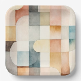 Boho Watercolor Abstrakt Art Pappteller