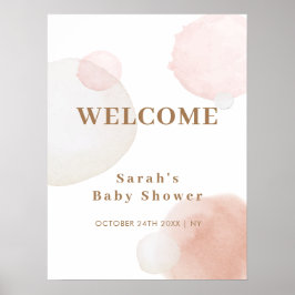 Boho Watercolor Abstrakt Babydusche Willkommen Poster