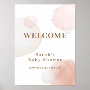 Boho Watercolor Abstrakt Babydusche Willkommen Poster