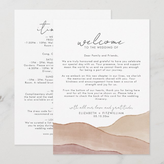 Boho Watercolor Abstrakt Begrüßungsanzeige und Rei (Vorne/Hinten)