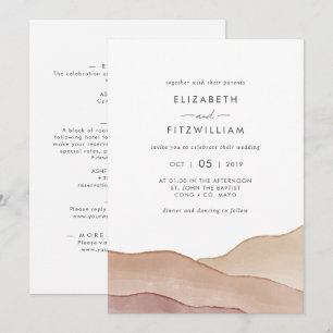 Boho Watercolor Abstrakt   Front- und Back-Hochzei Einladung