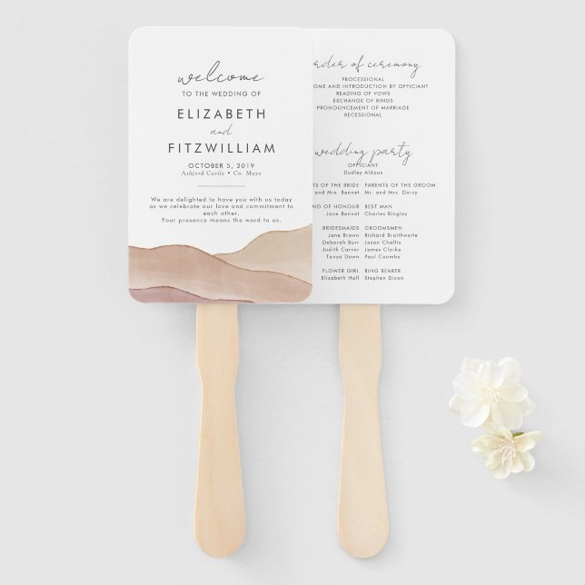 Boho Watercolor Abstrakt | Hochzeitsprogramm Fächer (Vorne und Hinten)