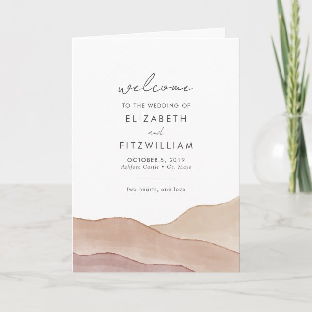 Boho Watercolor Abstrakt | Hochzeitszeremonie Programm (Vorderseite)