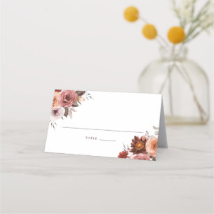 Boho Watercolor Autumn Floral Bouquet Wedding Platzkarte