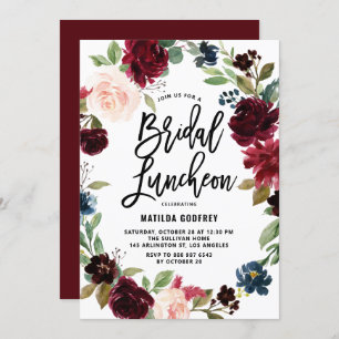 Boho Watercolor Autumn Floral Bridal Luncheon Einladung