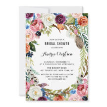 Boho Watercolor Autumn Floral Frame Brautparty