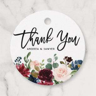 Boho Watercolor Autumn Floral Garland Vielen Dank Geschenkanhänger